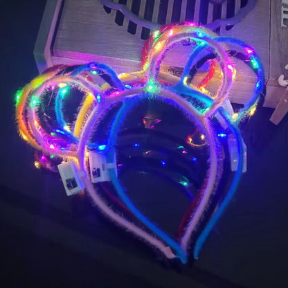10/20/30 pcs Led Glow Cat Bunny Ear Horn Hairbands Light Up Flash Headband Women Girl LED Neon Birthday Wedding Party Supplies