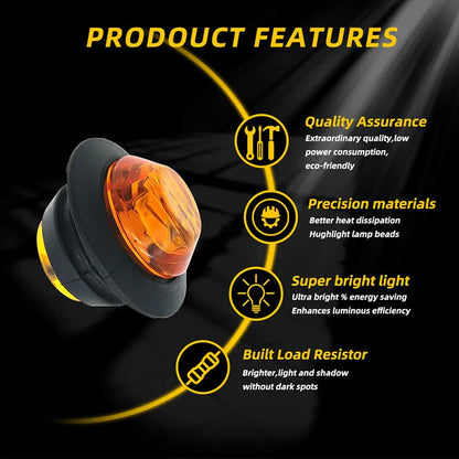 10PCS 24V LED Side Marker Indicator Lights Truck Warning Tail Light Trailer Lorry Car External Clearance Turn Signal Lamp