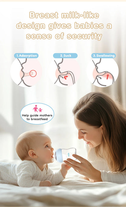 150/240/330ml, Baby Bottle With Handle Anti-bloating＆Anti-drop, Clear Scale Milk Bottle Feeding Baby Bottles, BPA-FREE PP15