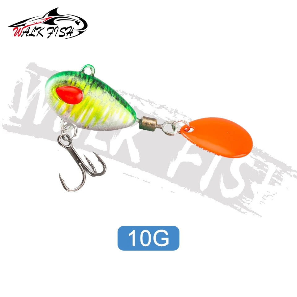 WALK FISH Sinking 3g-21g VIB Lure Spoon Spinner Fishing Bait Wobblers Metal Jig Rotating Sequin Tail Far Casting For Sea Bass