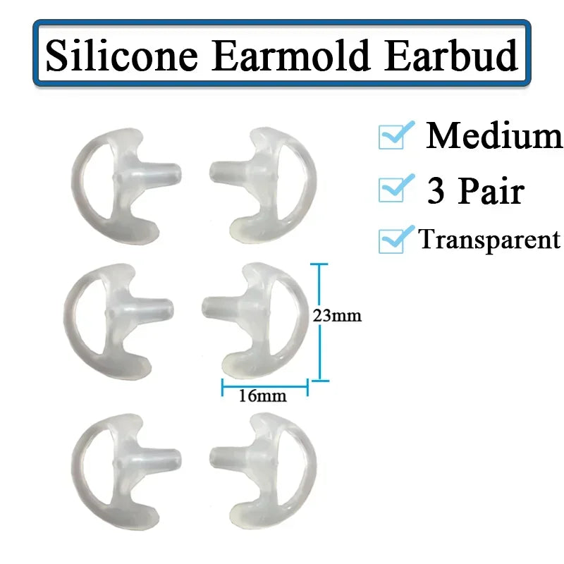 3-Pair Ear Mold Earbud Replacement Soft Silicone Earmould Earplug S/M/L Size for Walkie Talkie Radio Acoustic Earpieces Headsets