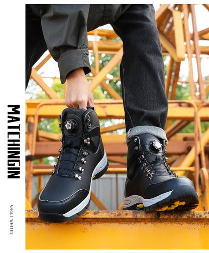 Rotating Button Safety Shoes, Men Work Sneakers, Indestructible Shoes, Puncture-Proof Protective Shoes, Work Boots, Tactical Boots