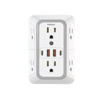 US Multi Socket, Wall Socket with 6 AC Outlets, 4 USB Port(2 Type C), Universal Plug, Power Strip, Network Filter, Fast Charging
