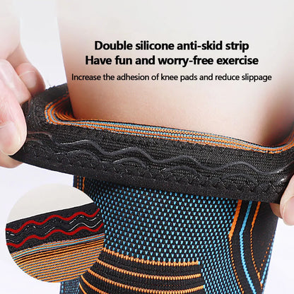 Knee Pads: Four-Sided Knitted, High Elasticity, Double Silicone Anti-Slip, Muscle Strain Protection, Strong Knee Support for Men and Women