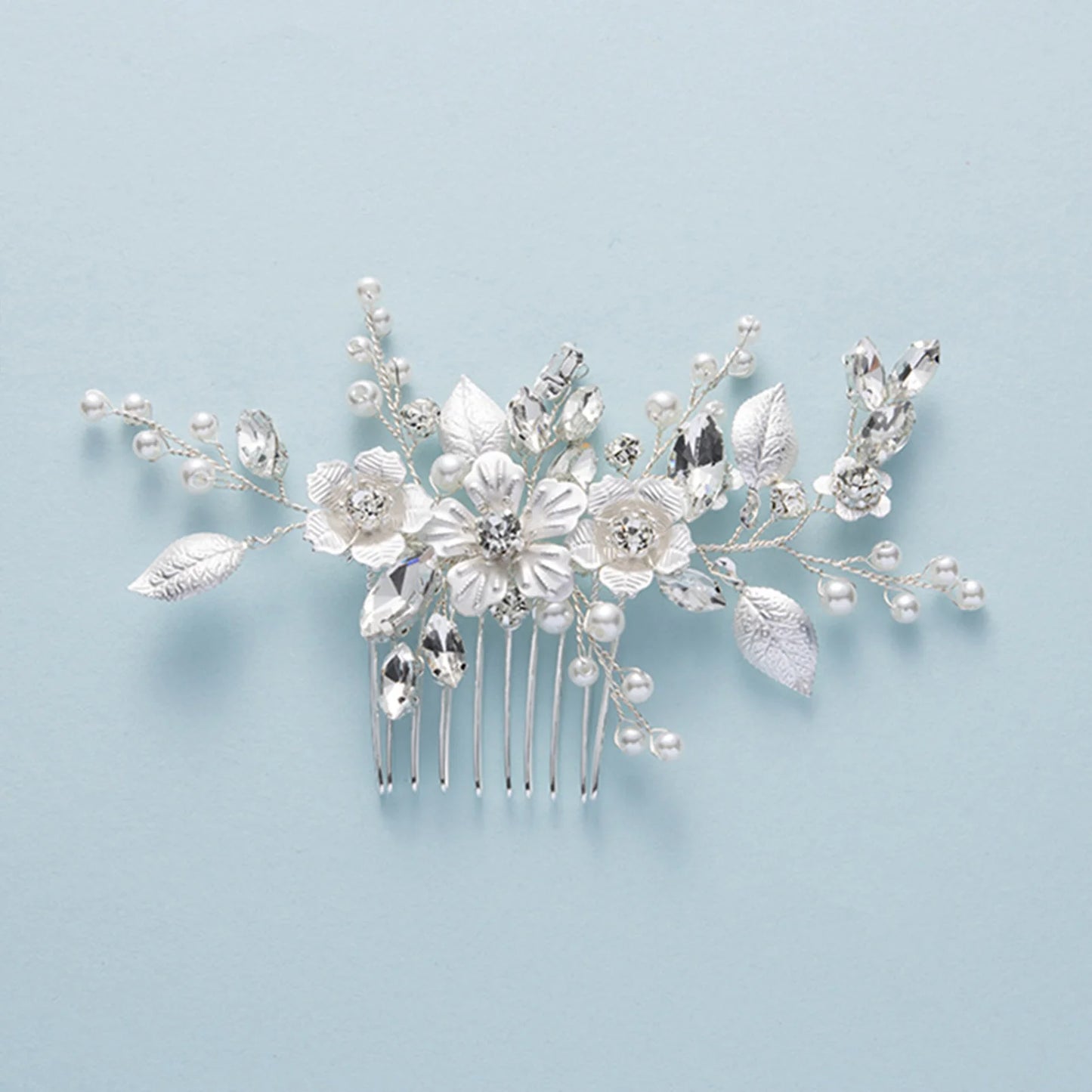 Crystal Pearl Hair Comb Clip Pin Alloy Leaf Hair Comb Handmade Headband Tiara For Women Bride Wedding Hair Accessories Jewelry