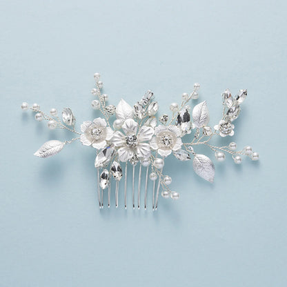 Crystal Pearl Hair Comb Clip Pin Alloy Leaf Hair Comb Handmade Headband Tiara For Women Bride Wedding Hair Accessories Jewelry