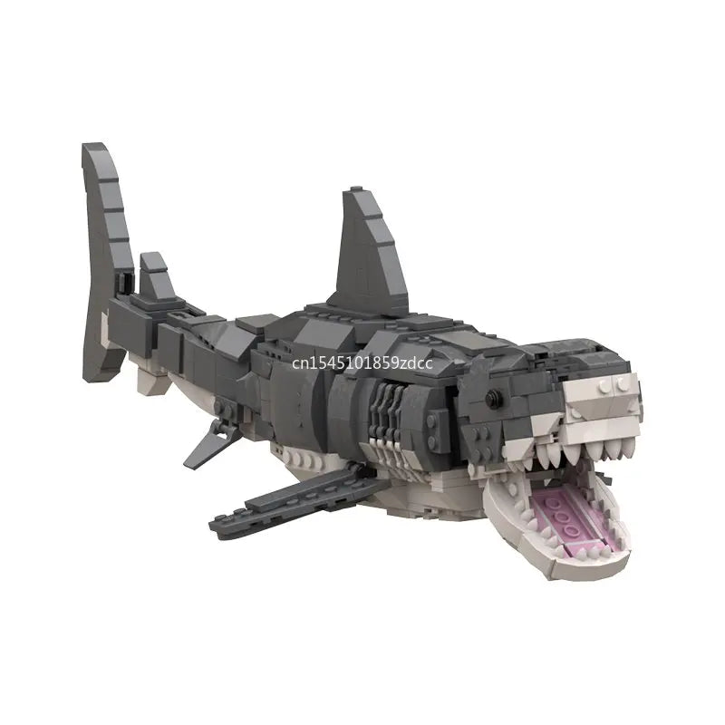 MOC Marine Animals Shark Whale Megalodon Building Blocks Set Deep Sea Rescue Fish Bricks Educational Assembly Model Toys Gifts