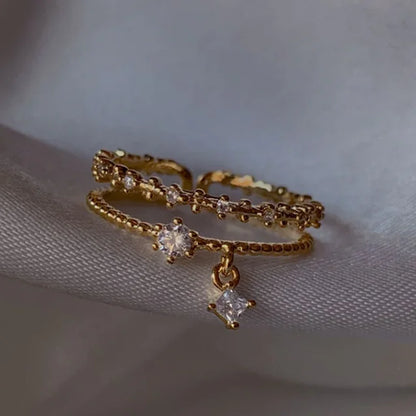 New Cute Colorful Zircon Flower Ring For Women Girl, Fashion Vintage Zircon Adjustable Rings, Jewelry Gift