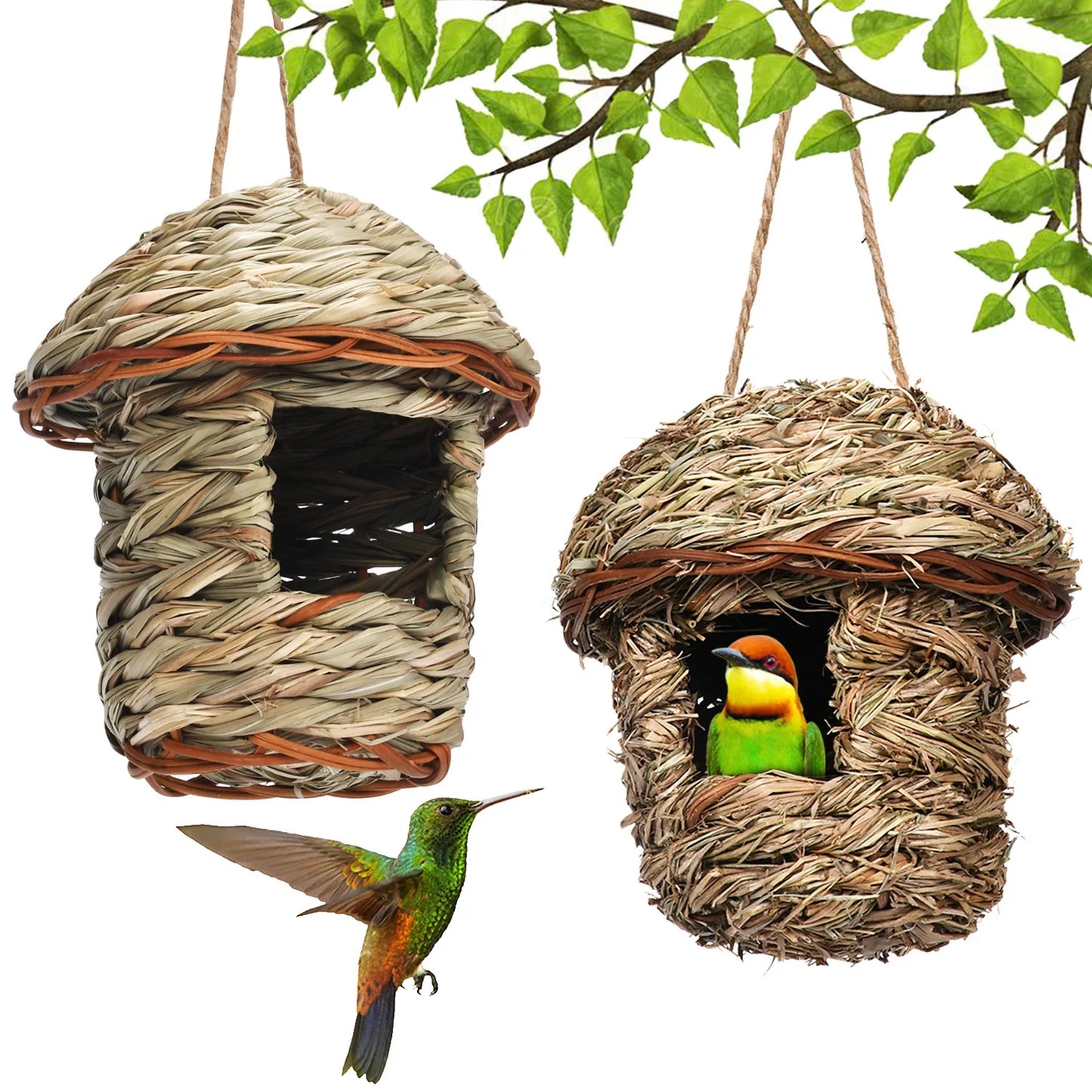 Outdoor Ecological Handmade Straw Parrot Bird Nest Creative Birdcage Ornament Supplies Garden Decoration Birdhouse Pastoral Style