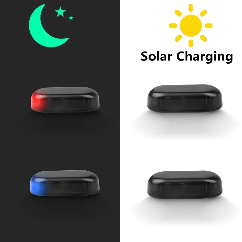 SEAMETAL 1/2PCS Solar Powered Simulated Dummy Alarm Light Wireless Car Fake Security Light Warning Lamp Anti Theft LED Flashing
