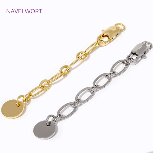 1/3/5Pcs/lot, 18K Gold Plated Round Extension Chain For Jewelry Making, Brass Extended Tail Chain, DIY Necklace Accessories