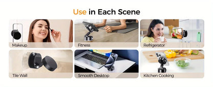 Upgraded 360° Vacuum Magnetic Phone Holder, Magnetic Car Phone Mount, Hands-Free Suction Cup Phone Holder for Car/ Gym/ Mirror