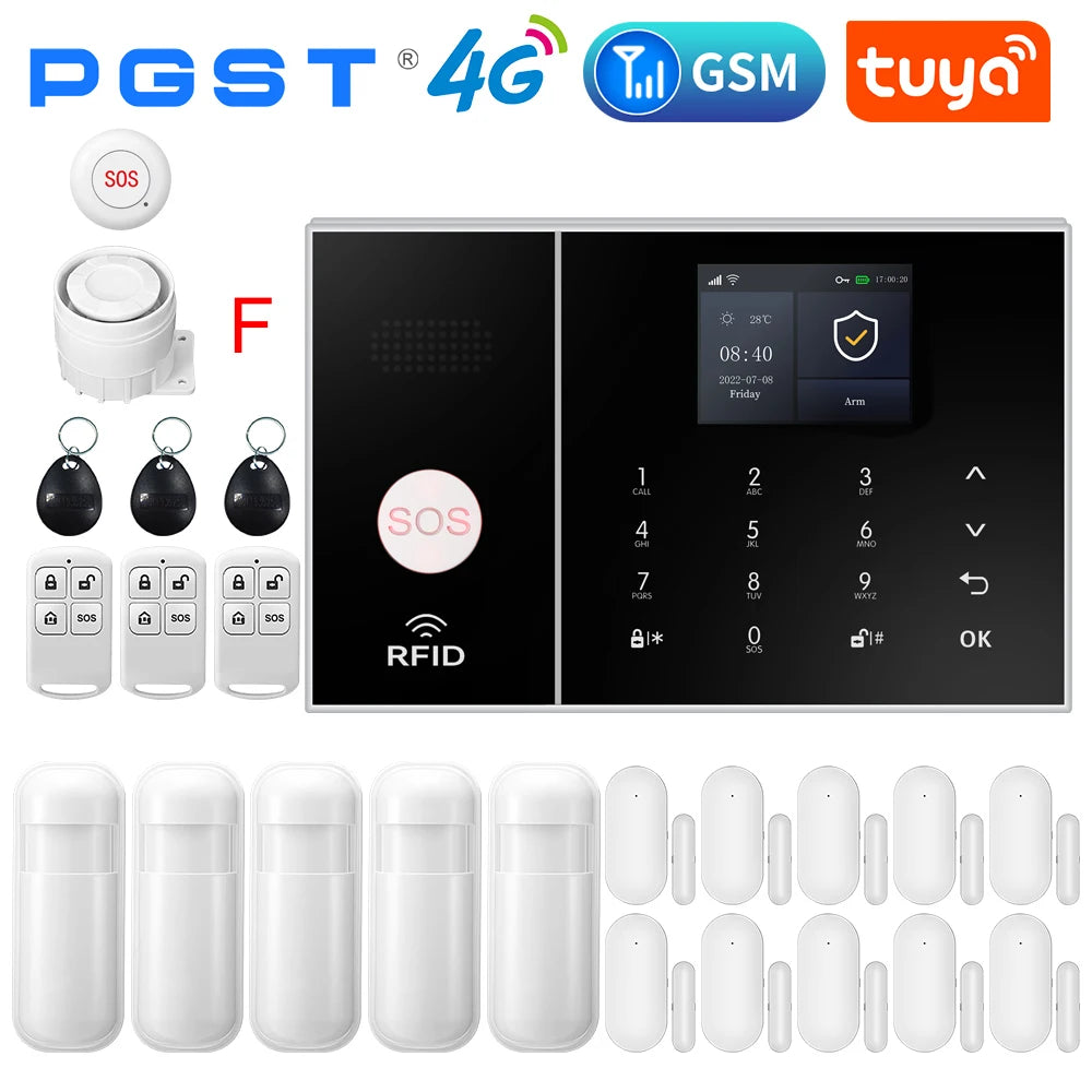 Wireless Home Alarm System Phone 4G Wifi Residential alarm Tuya Smart Home Child Safety protection Anti-theft Camera automation
