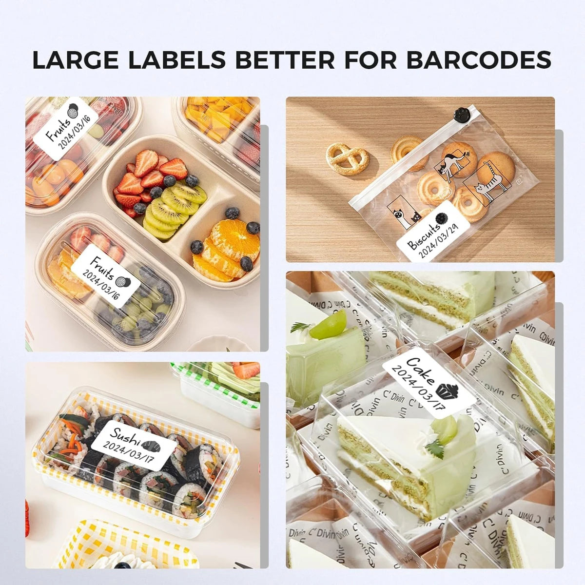 Marklife X2 Thermal Label Sticker Paper Printable White 40-50mm Width Clothing Tag Commodity Price Food Self-Adhesive Tape