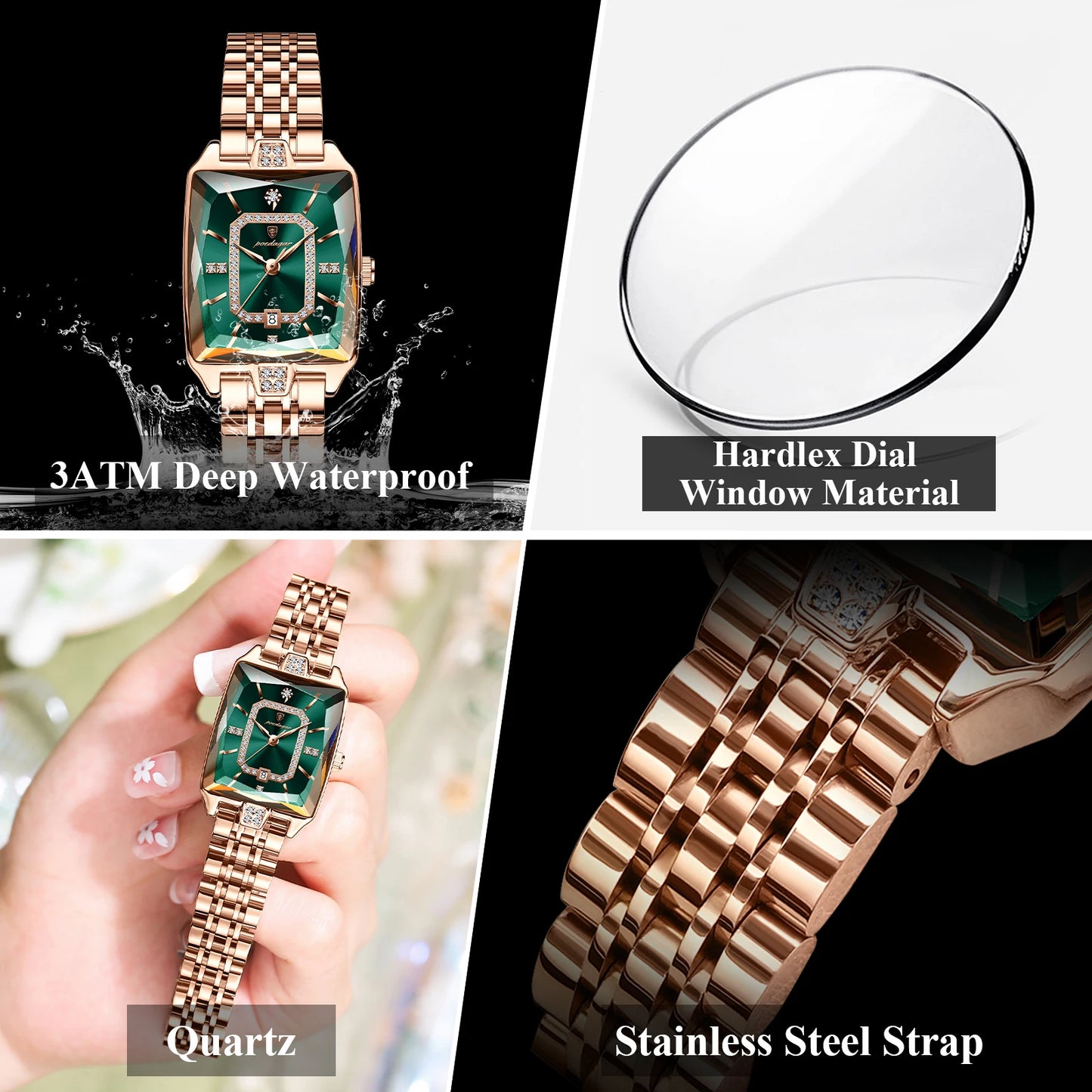 Luxury Watch For Woman, Waterproof Calendar High Quality Ladies Watch, Stainless Steel Quartz Women's Watches With Elegant Box, POEDAGAR