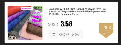 45x50cm 34~66# Plush Fabric For Sewing 5mm Pile Length 100 Polyester Hair Material For Popular Cotton Dolls DIY Handmade Fabric