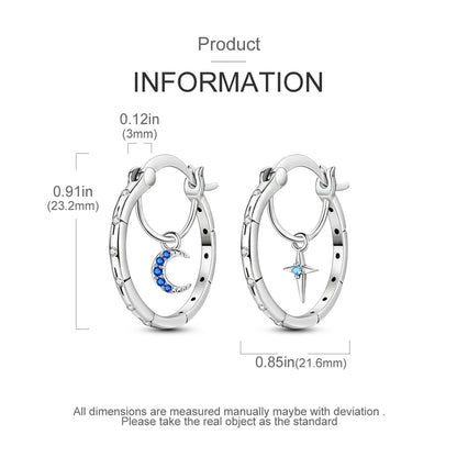 925 Sterling Silver Colored Zirconium Stars Hoop Earrings For Women Jewelry, Anniversary WeddingMaking Jewelry Gift