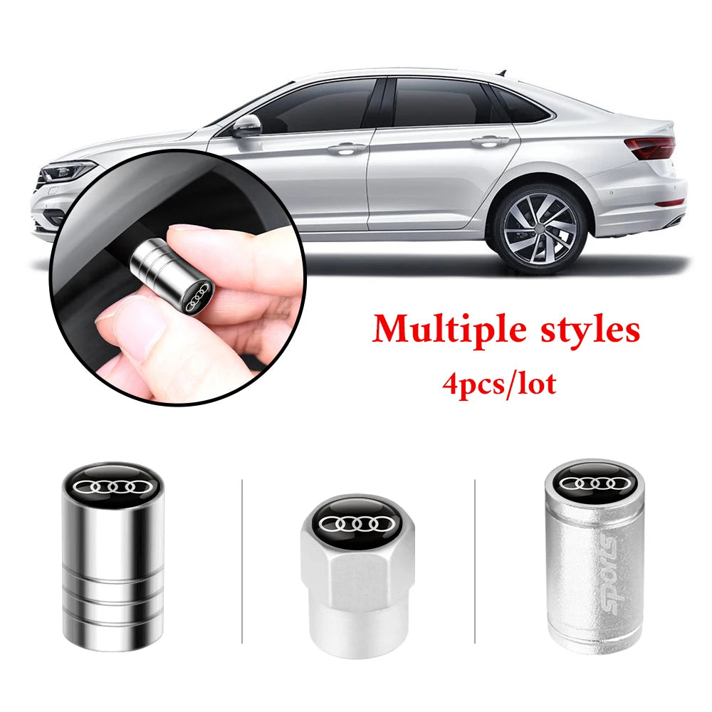4Pcs Metal Alloy Car Wheel Tire Air Valve Caps Cover For Audi A3 A4 b6 b8 b7 A6 A8 S Line S3 S4 S6 Q3 Q5 Q7 Q8 Auto Accessories