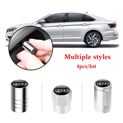 4Pcs Metal Alloy Car Wheel Tire Air Valve Caps Cover For Audi A3 A4 b6 b8 b7 A6 A8 S Line S3 S4 S6 Q3 Q5 Q7 Q8 Auto Accessories