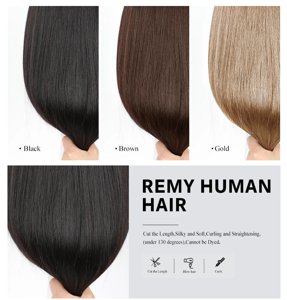100% Remy Human Hair Wigs, Ombre Blonde Short Bob Pixie Cut Machine Made Wig with Bangs, Human Hair Natural Layered Wigs for Women