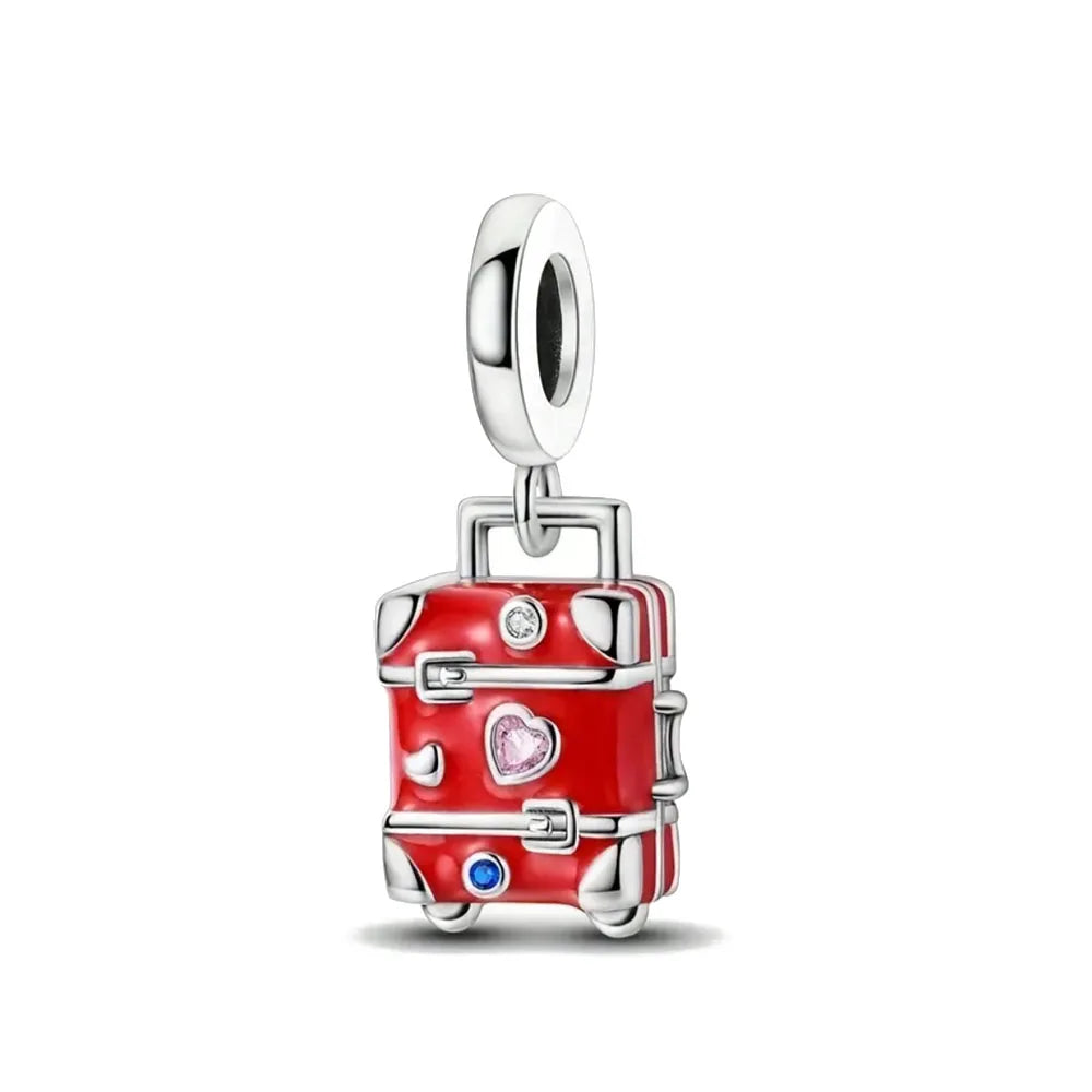 Pink Bead Bag Perfume Lipstick high heels Pendant fit Original Bracelet Accessories DIY Jewelry Women 925Silver Gift Trunk Charm