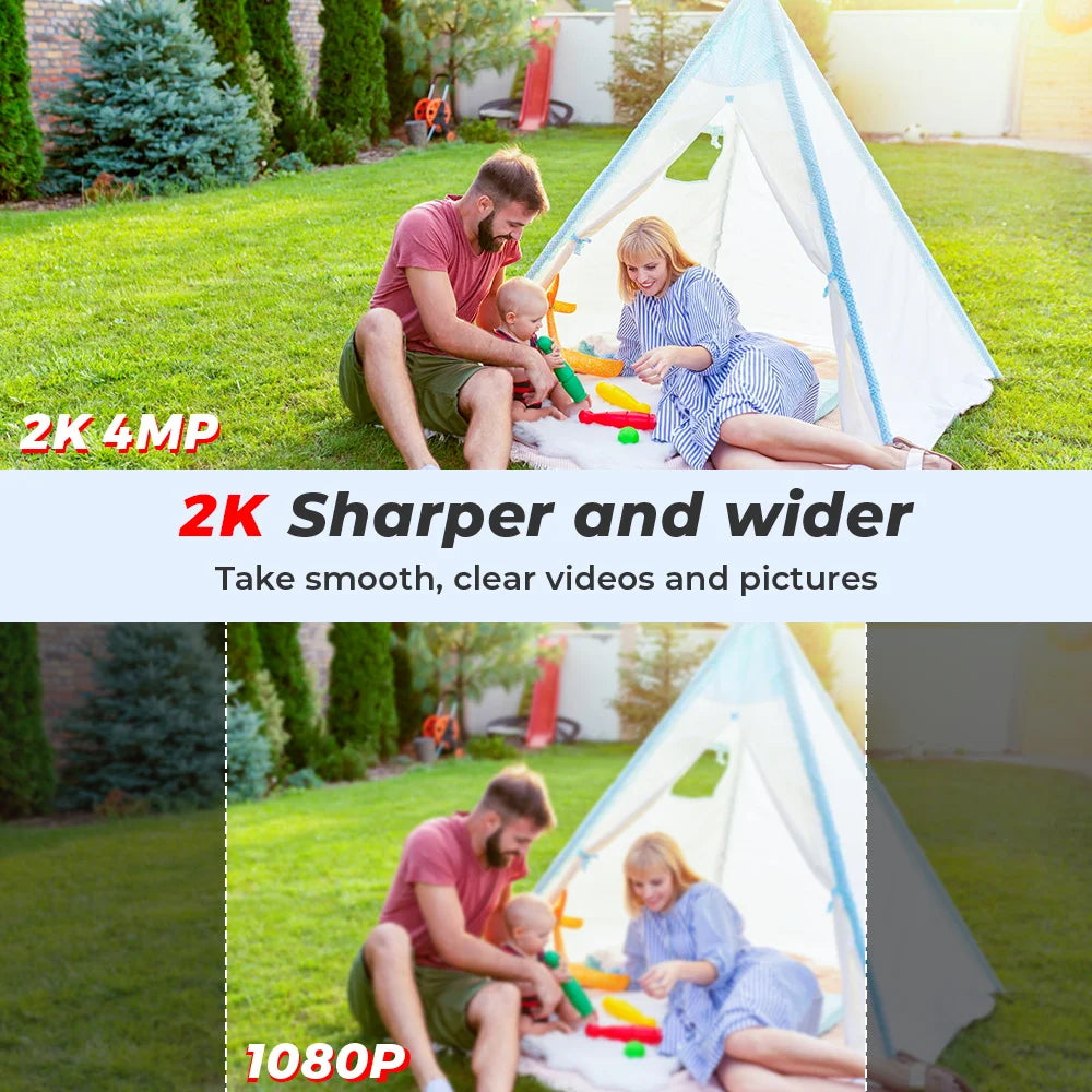 4MP Outdoor WiFi Camera 2K HD Security PTZ IP Camera AI Auto Detect Tracking Indoor Baby Night Color Camera Surveillance ICSee