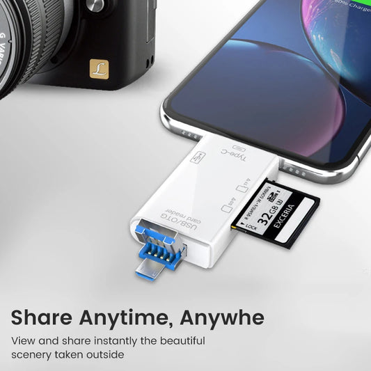 6-in-1 OTG Type C Card Reader USB 2.0 TF Micro SD Smart Memory Flash Drive Adapter for Mobile Phone Accessories