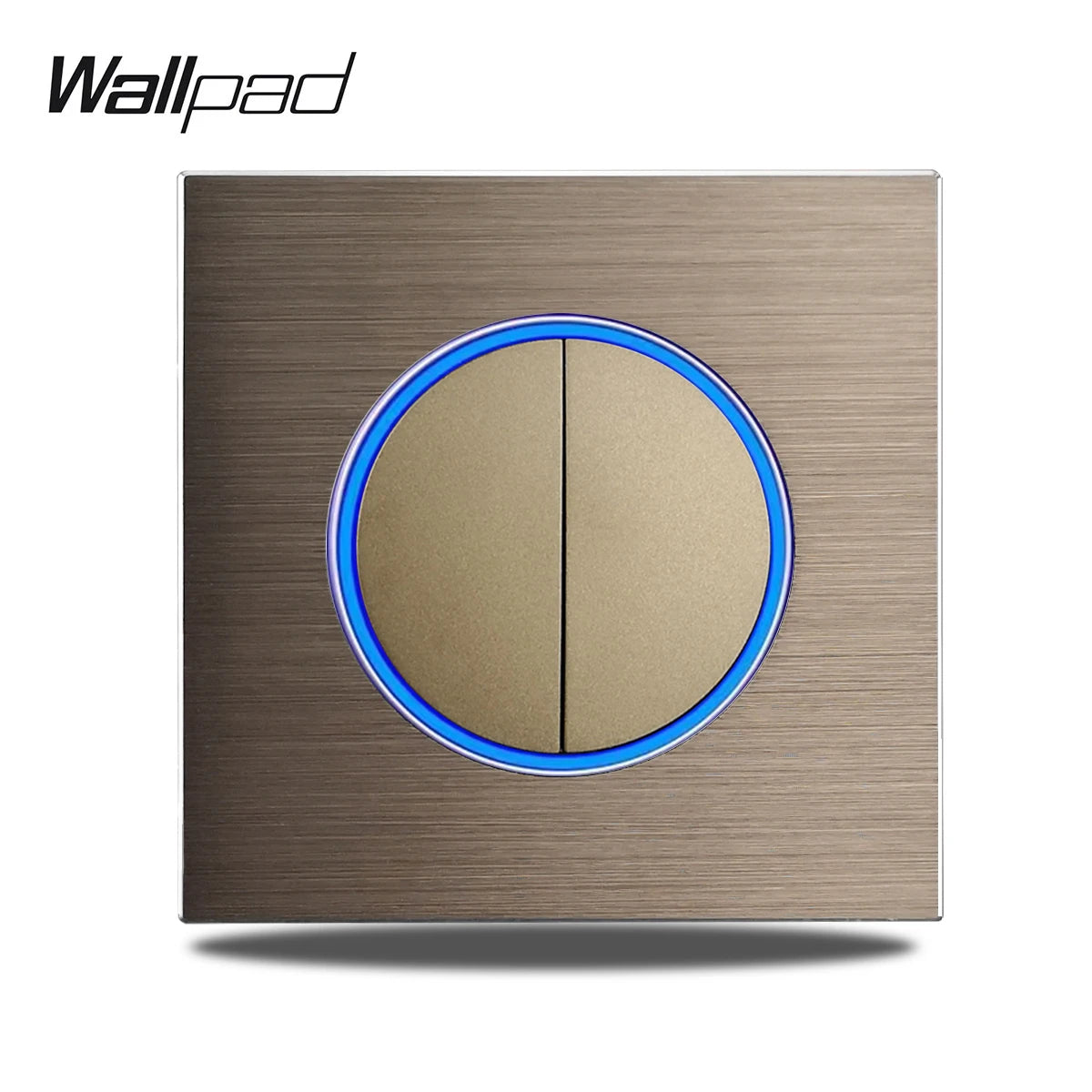 Wallpad Wall Switch 1 Way 2 Way, Circle Round Button, Blue LED Indicator, Brushed Aluminum Finishing, Black Gold SIlver Brown
