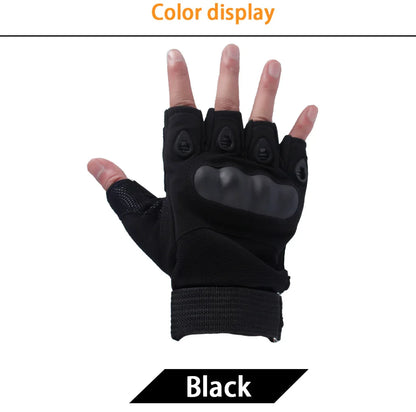 Tactical Hard Knuckle Half finger Gloves, Men's Combat Hunting Shooting Paintball Duty - Fingerless