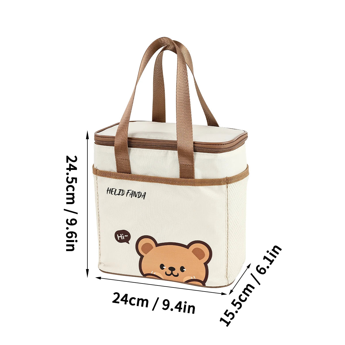 WORTHBUY Cute Thermal Lunch Box Bag, Student Portable Large Capacity Insulated Lunch Bag, Waterproof Reusable Picnic Cooler Bag