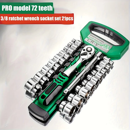 72-Piece Drive Socket Set 1/4"-3/8"-1/2", Ratchet Wrench Sockets Compact Sockets for Car Repair Mechanic Tool for Auto Repair