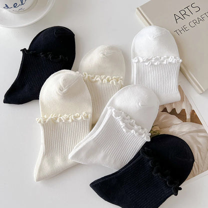 Japanese Winter Rolled Edge Short Socks Cute Socks Women Fresh Winter Wooden Ear Edge Female Socks Student Lo Niang Short Socks