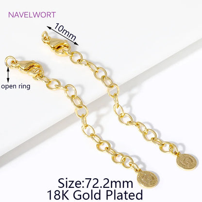 1/3/5Pcs/lot, 18K Gold Plated Round Extension Chain For Jewelry Making, Brass Extended Tail Chain, DIY Necklace Accessories