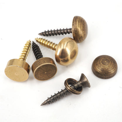 8Sets, Brass Decorative Nail, Mirror Advertising Board Cap Cover Self-tapping Screw, 9mm/12mm/13mm/15mm