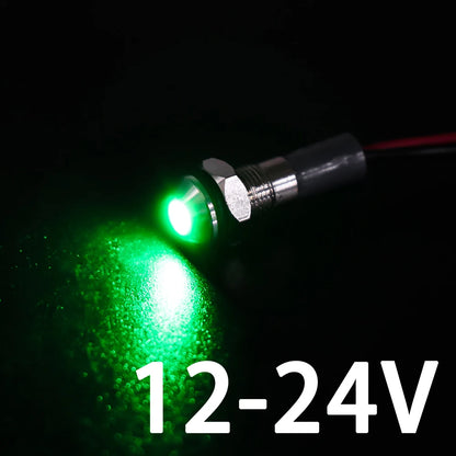 1PC IP65 6mm LED Waterproof Metal Indicator Light Signal Lamp With Wire 5V 12V 24V 220V Red/Yellow/Blue/Green/White Metal Button
