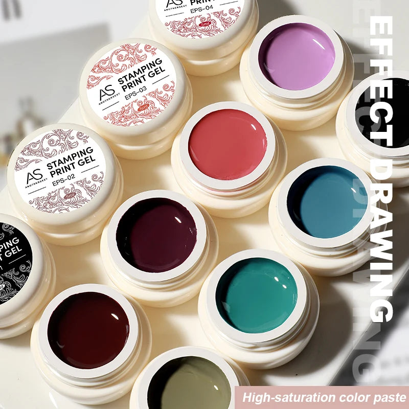 AS Esmalte de uñas de estampado de 5ml, colores, barniz de impresión de uñas para placa de estampado, lacas de impresión en blanco y negro, no kit