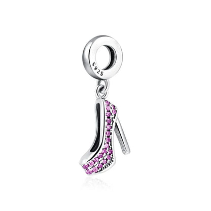 Pink Bead Bag Perfume Lipstick high heels Pendant fit Original Bracelet Accessories DIY Jewelry Women 925Silver Gift Trunk Charm