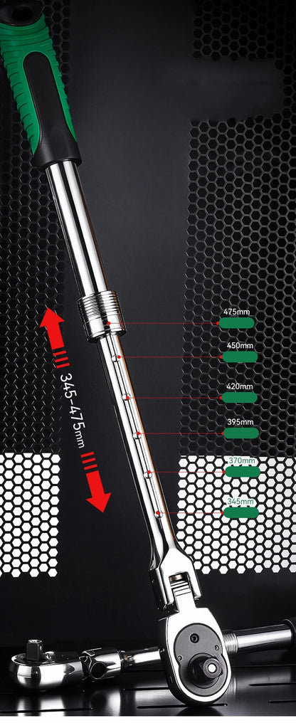 1/4，3/8，1/2 Inch Drive Socket Adjustable Ratchet Wrench Extendable Handle Wrench 72-Tooth Quick-Release Reversible