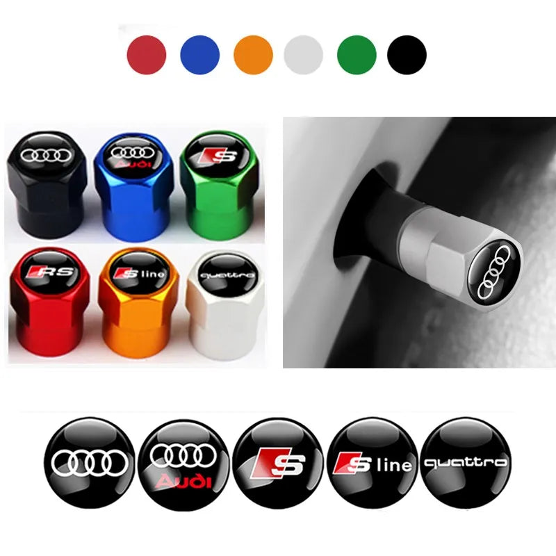 4 tapas de válvula de rueda de coche, accesorios exteriores para AUDI A1 8X A3 8P 8L A4 A5 A6 A7 A8 TT Sportback Sline Q3 Q5 Q7 Q8