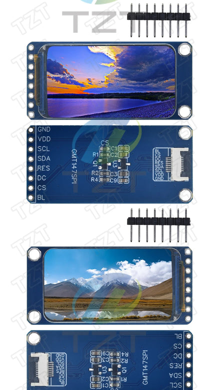 TZT 1.47" 1.47 Inch 172x320 SPI Full Color TFT HD IPS Screen LCD LED Display Module 172*320 ST7789 Controller 3.3V SPI Interface