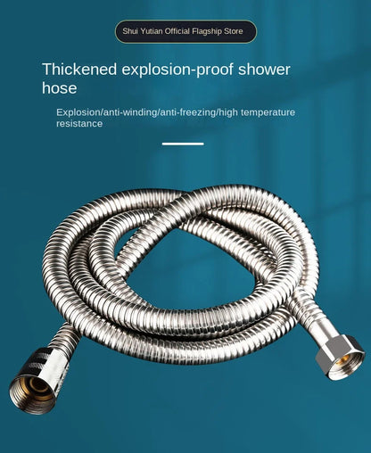 1.5/2M Black/Silver SUS 304 Flexible Shower Hose Long Bathroom Shower Pipe Extension Water Pipe Pull Pipe Bathroom Accessories