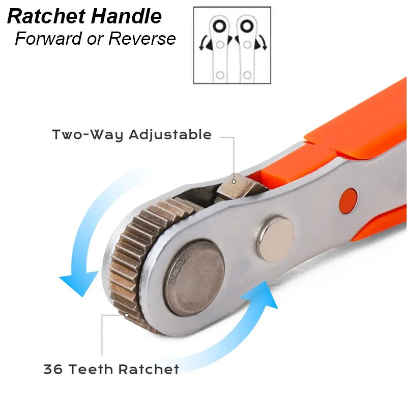 Right Angle Ratchet Wrench Screwdriver Socket Nut Set Metric Screwdriver Bit 1/4 Hexagon Handle Drive Torx Slot Hand Tool 90