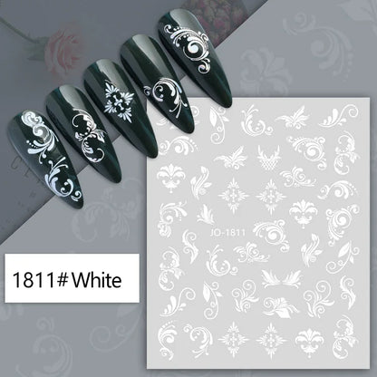 3d Nail Art Decals Tropical Palm Leaves Flowers Laces Faces Adhesive Sliders Nail Stickers Decoration For Nail Manicure