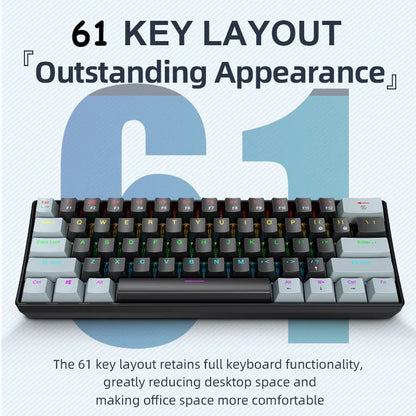 60% Portable Wired Mini Mechanical Keyboard, APAYADO K61 Mini Wired Keyboard, 61 Keys Phantom RGB, Black, White, Red, Red/Blue Switch