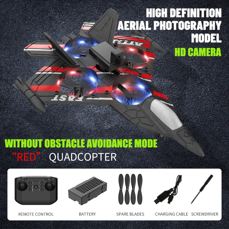 Aircraft RC Plane with Camera Remote Control Helicopter Obstacle Avoidance Fighter 2.4G Airplane EPP Foam Kids Christmas Toys