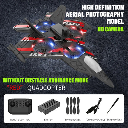 Aircraft RC Plane with Camera Remote Control Helicopter Obstacle Avoidance Fighter 2.4G Airplane EPP Foam Kids Christmas Toys