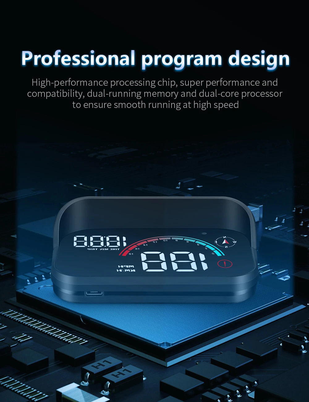 Car HUD, Head Up Display, Universal Digital GPS Speedometer, HD LCD Projection On Glass Windshield Projector for All Cars, M22