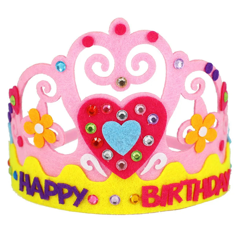 Children's Handmade DIY Crown Headwear Non-woven Kindergarten Creative Craft Material Kit Kids Birthday Gift