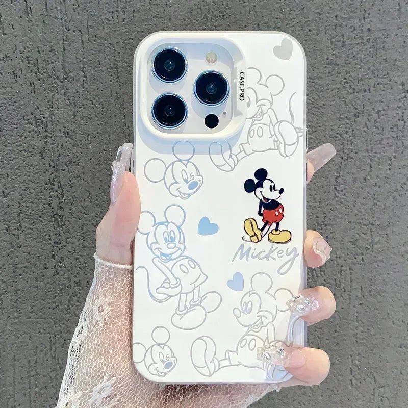 Lovely Mickey Minnie Mouse Cartoon Cute Couple Phone Case For iPhone 16 15 14 13 12 11 Pro Max XR XS Max 7 8 Plus MINI, Y2K Cover