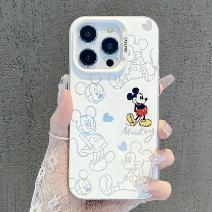 Lovely Mickey Minnie Mouse Cartoon Cute Couple Phone Case For iPhone 16 15 14 13 12 11 Pro Max XR XS Max 7 8 Plus MINI, Y2K Cover
